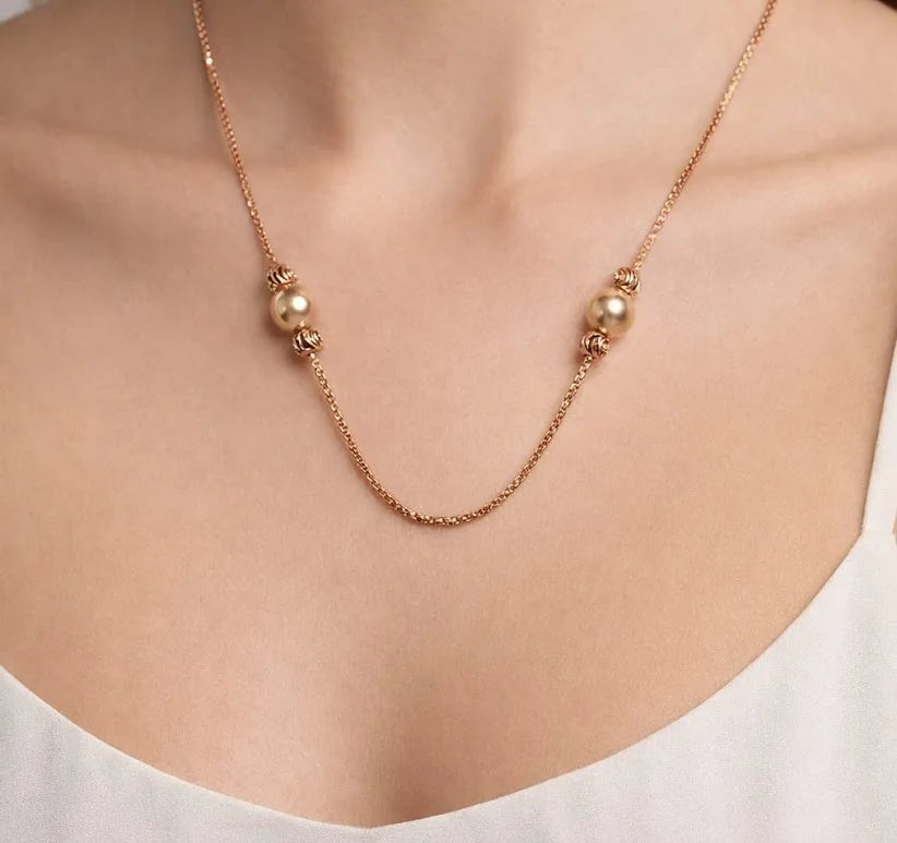 Elegant 18K Gold Box Chain Statement Necklace White Pearls Women Trendy Daily Wear Jewelry Gift