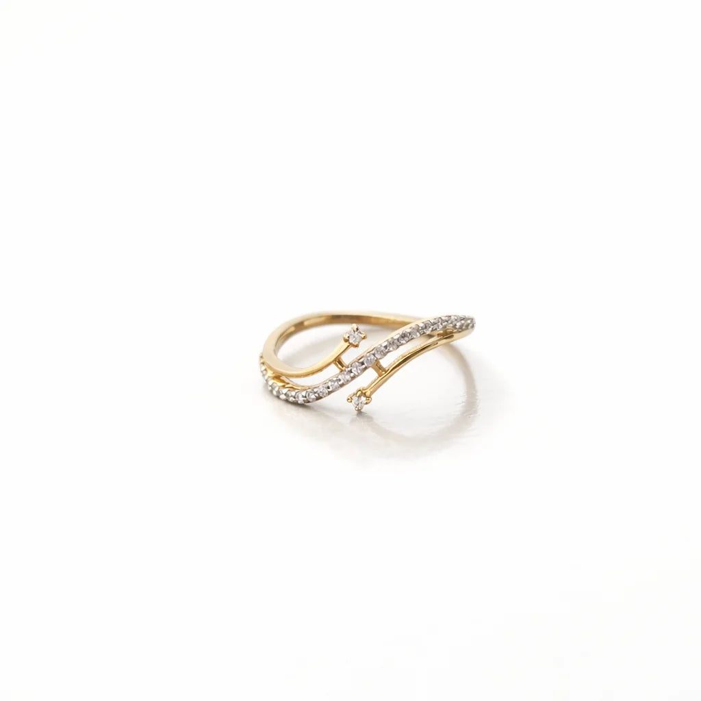 Namivaa Curved Open Pave Set Minimalist Wrap Design Elegant Stackable Ring Women Daily Wear Gift