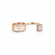 Namivaa 18K Rose Gold Rectangular Stones Diamond Infinity Ring Women Minimalist Pave Band Daily Wear Gift High Polish Finish