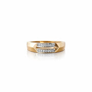 Namivaa 18ct Gold Diamond Accent Micro Insert Geometric Band Ring for Men Women Classic Minimal Wedding Engagement Party Jewelry