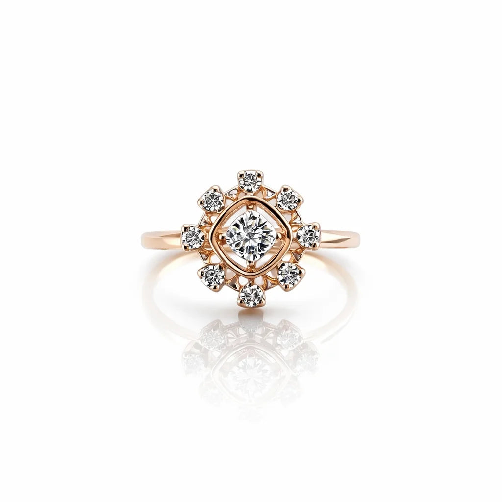 Namivaa Floral Halo Engagement Ring Women Vintage Cluster Bridal Wedding Promise Ring Fine Jewelry High Polish