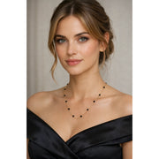 Fashion 18K Rose Gold Black Bead Link Chain Statement Necklace Women Minimalist Elegant Jewelry Gift