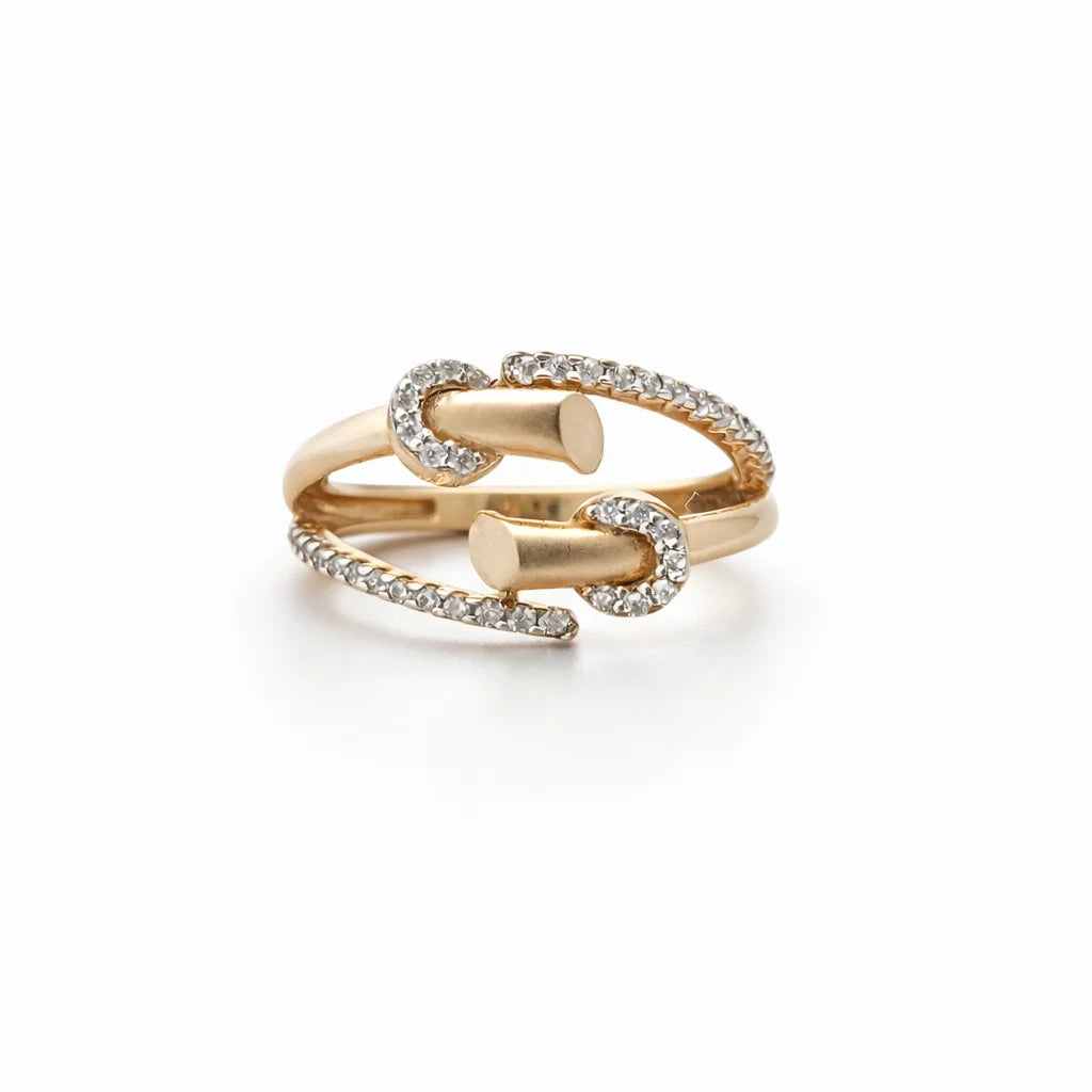 Namivaa Open Wrap Ring Modern Nail Inspired Design Pave Set Statement Women Elegant Party Finish Gift