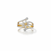 Namivaa Micro Insert Floral Two Tone Cluster Design Elegant Statement Cocktail Ring Women Wedding Party Jewelry