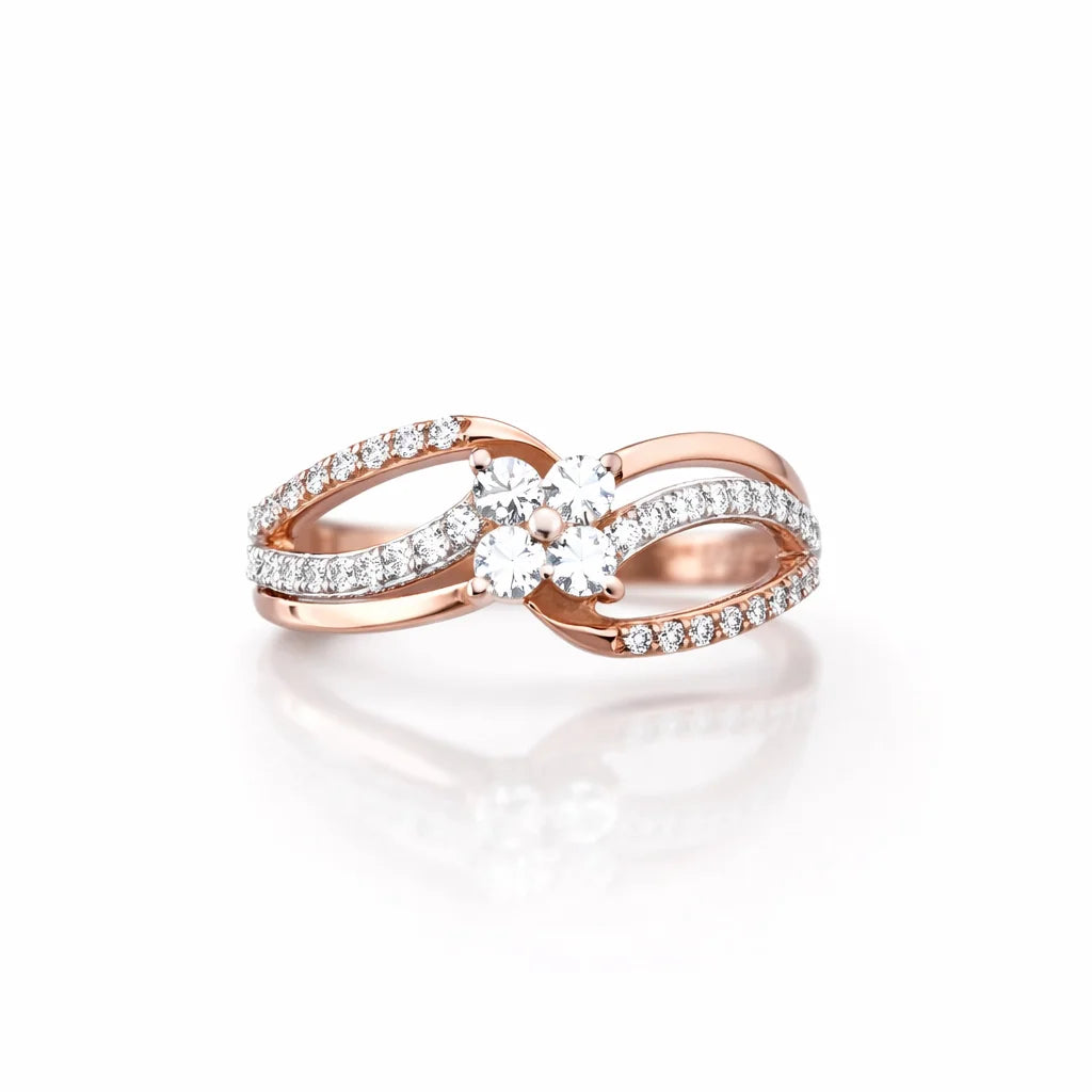 Namivaa Other Flower Cluster Women Elegant Twist Band Engagement Wedding Ring Fine Jewelry High Polish Finish