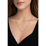 Solid 18K Rose Gold Snake Chain Necklace with Bar Accents Minimalist Elegant Women's Party Jewelry
