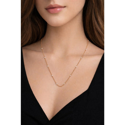 Solid 18K Rose Gold Snake Chain Necklace with Bar Accents Minimalist Elegant Women's Party Jewelry