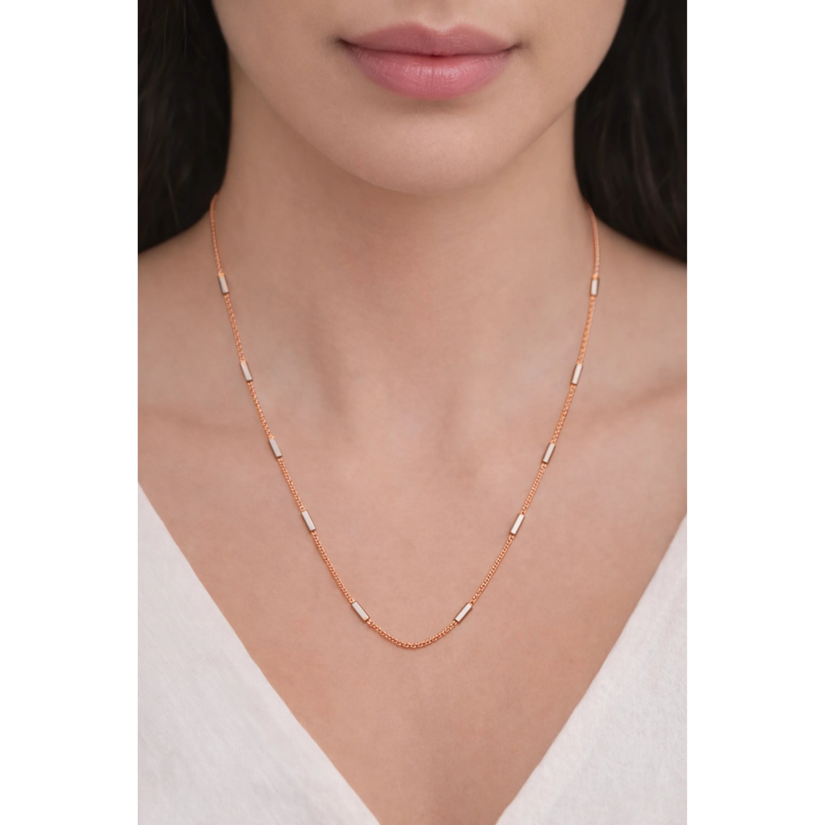 Rose Gold Minimalist Bar Chain Necklace Women's Elegant Daily Gift Jewelry