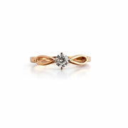 Namivaa 18K Rose Gold Solitaire Diamond Infinity Ring Minimalist Twist Design Women Engagement Wedding Daily Wear High Polish
