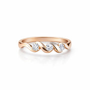Namivaa Three Stone Wave Design Elegant Minimalist Wedding Band Ring for Women Fine Jewelry Gift