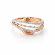 18k Gold Diamond Twist Wedding Band Ring Elegant Crossover Infinity Design Minimalist Women Polished Finish Fine