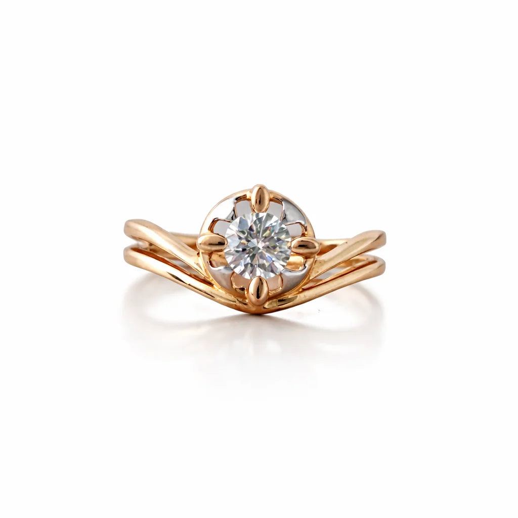 Namivaa Elegant Engagement Wedding Ring Split Shank Floral Prong Setting Women Jewelry Gift From