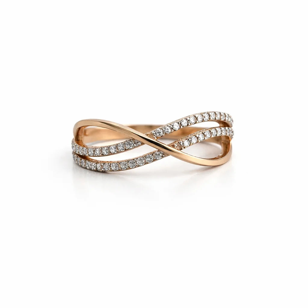 Namivaa 18K Rose Gold Infinity Twist Ring Women Multi Row Band Minimalist Elegant Daily Wear Party High Polish Finish
