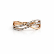 Namivaa 18K Rose Gold Infinity Twist Ring Women Multi Row Band Minimalist Elegant Daily Wear Party High Polish Finish