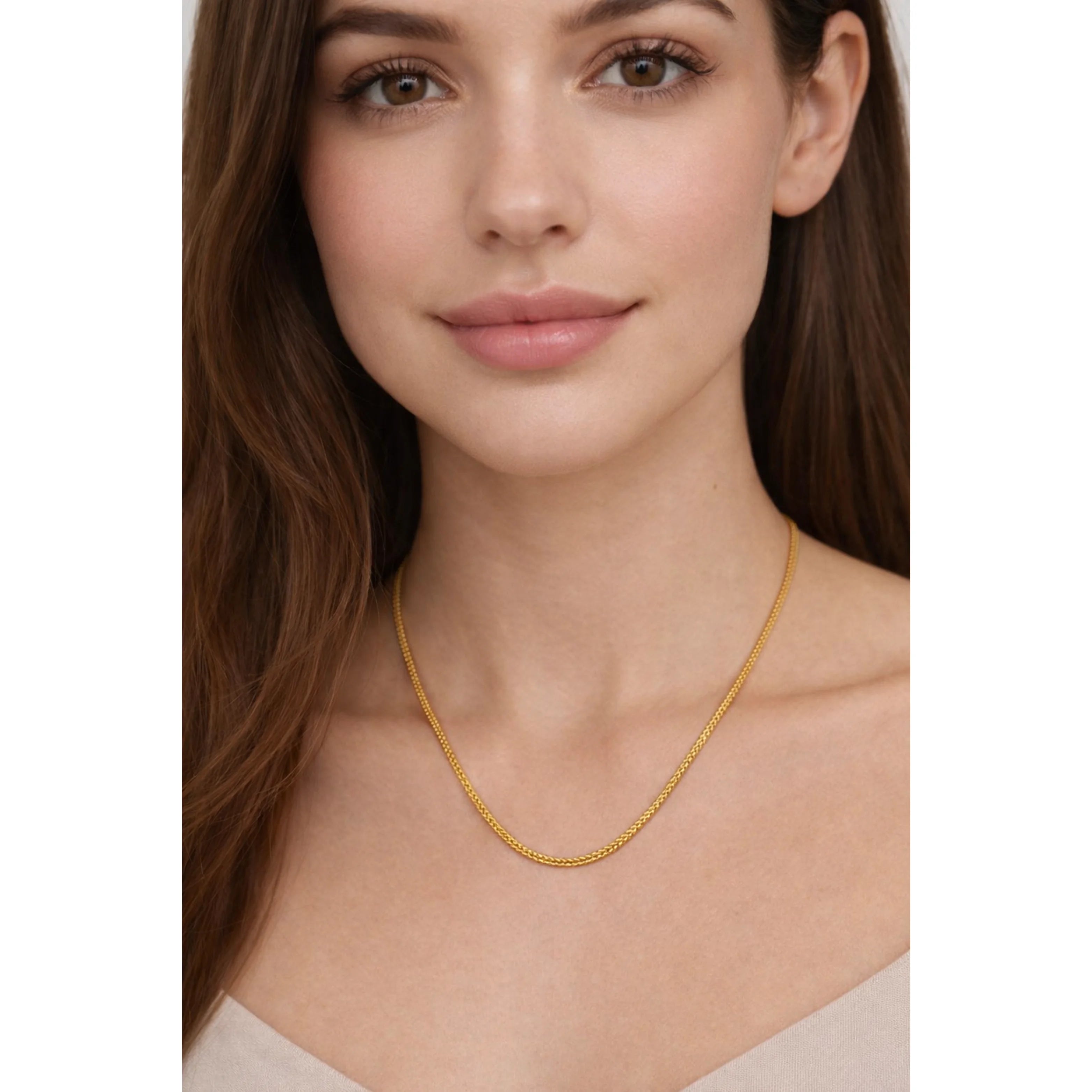 Namivaa Minimalist Rose Gold Rope Chain Necklace Classic Simple Women's Jewelry for Anniversary Daily Use