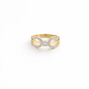 Namivaa 18K Rose Gold Bow Infinity Ring Women Elegant Pave Setting Fine Jewelry Wedding Party Gift High Polish