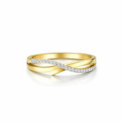 18K Solid Gold Diamond Twist Band Ring Elegant Crossover Infinity Design Minimalist Certified Wedding Band Women Fine Jewelry No reviews yet