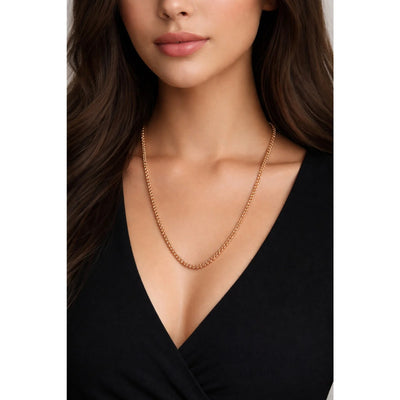 18ct Rose Gold Ball Chain Necklace with Bezel Setting Classic Minimalist Women's Daily Jewelry