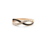 Namivaa 18K Rose Gold Diamond Infinity Twist Ring Women Black Enamel Pave Band Modern Elegant Fine Jewelry Gift Party High No reviews yet