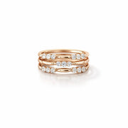Namivaa 18K Solid Rose Gold Diamond Stackable Ring Set Multi Band Beaded Design Elegant Minimalist Wedding Women Jewelry Gift