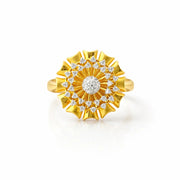 Namivaa Floral Cluster Round Stones Sunburst Design Statement Cocktail Ring Women Elegant Wedding Party Jewelry