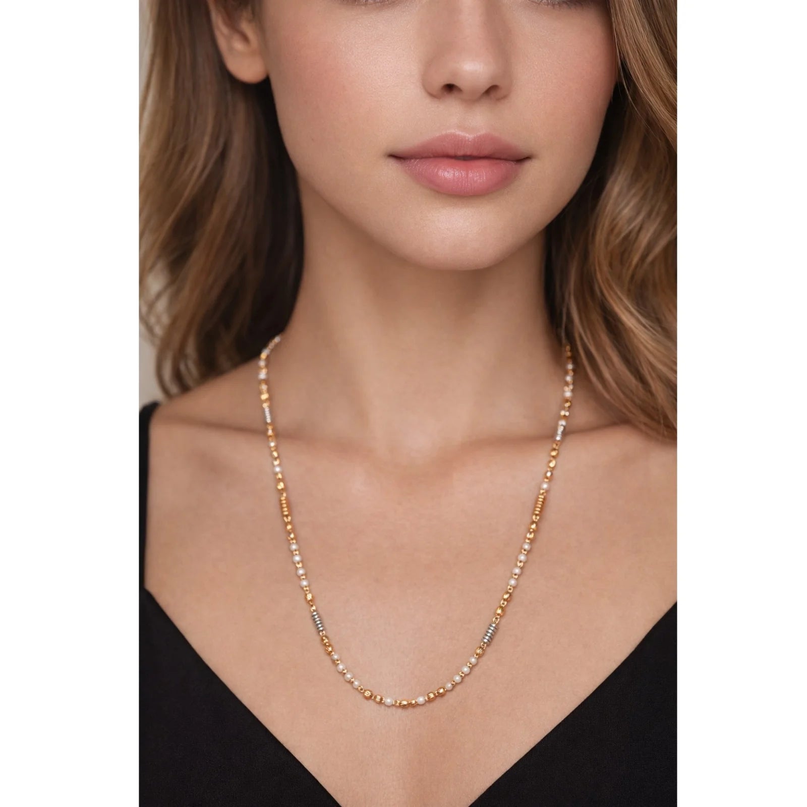 Beaded Chain Necklace with Pearls Elegant Womens Party & Wedding Jewelry by Namivaa
