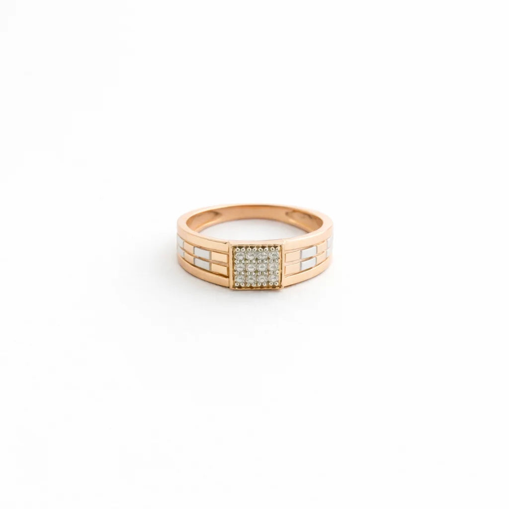Namivaa 18K Rose Gold Square Cluster Ring Women Geometric Band Fine Jewelry Daily Wear Gift High Polish Finish