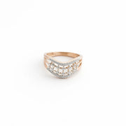 Namivaa 18K Rose Gold Cluster V Shape Ring Women Elegant Multi Row Pave Setting Fine Jewelry Daily Wear Gift
