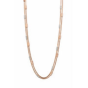 Namivaa Two-Tone Double Layer Box Chain Necklace with Bar Accents Elegant Womens Engagement Jewelry