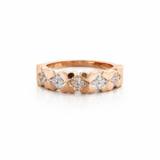 Namivaa 18K Rose Gold Diamond Heart Band Ring Women Romantic Vintage Style Pave Set Fine Jewelry Party Gift High Polish Finish