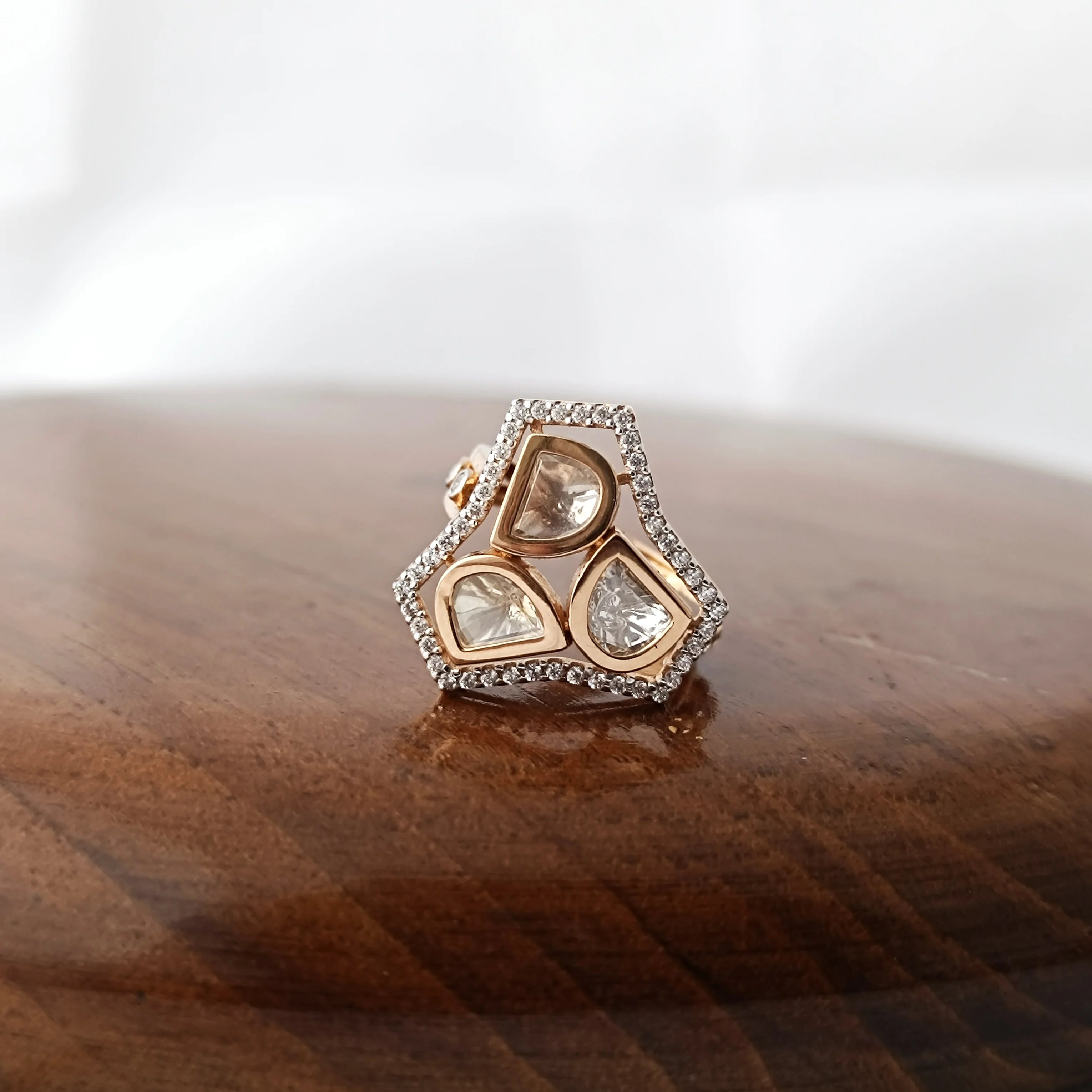 Namivaa 18ct Gold Pear Cut Cubic Zirconia Cluster Halo Ring Women Luxury Geometric Statement Design Wedding Party Fine Jewelry