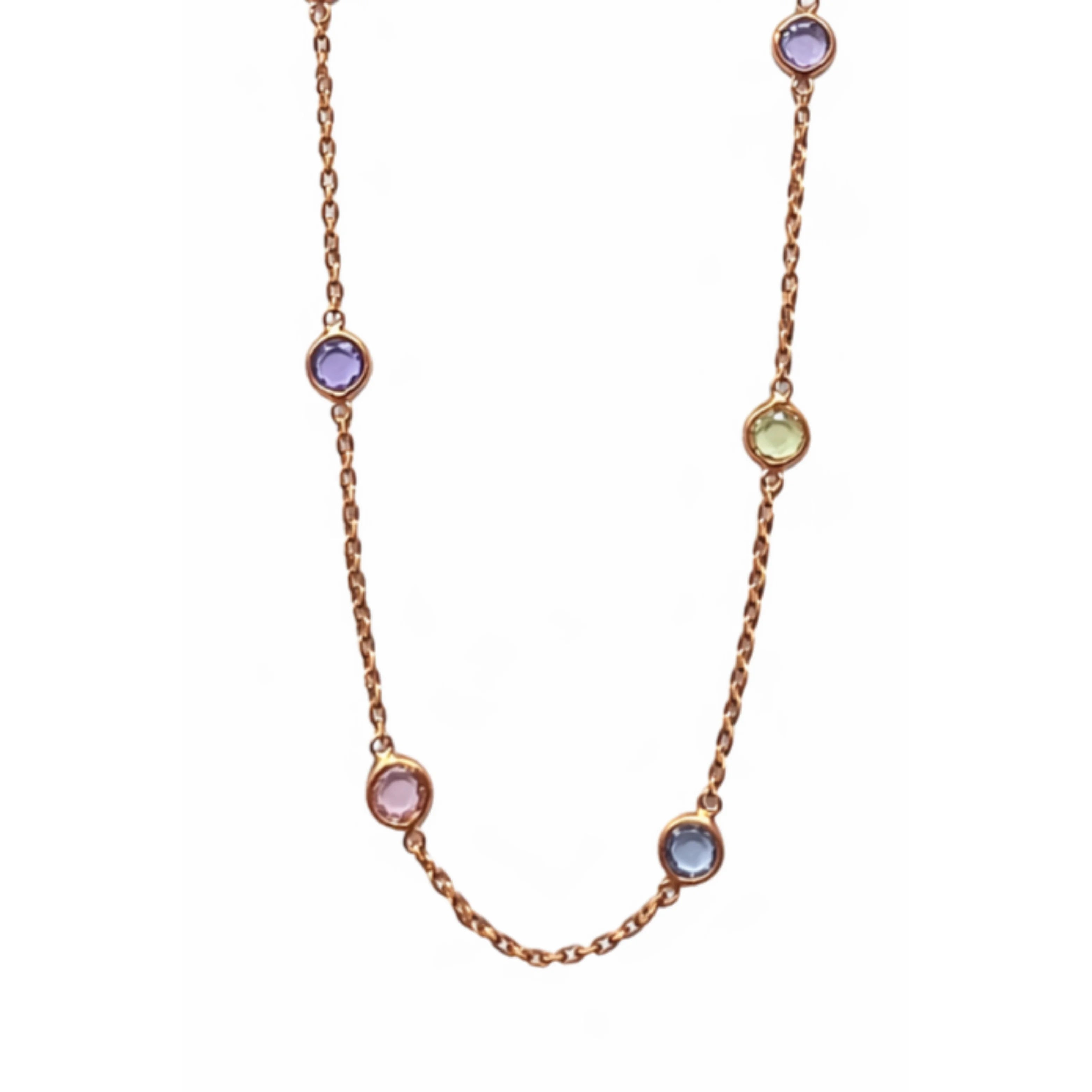 Namivaa Women's Party Solid Chain Necklace with Multicolor Stones Claw Setting Elegant Jewelry Made in India