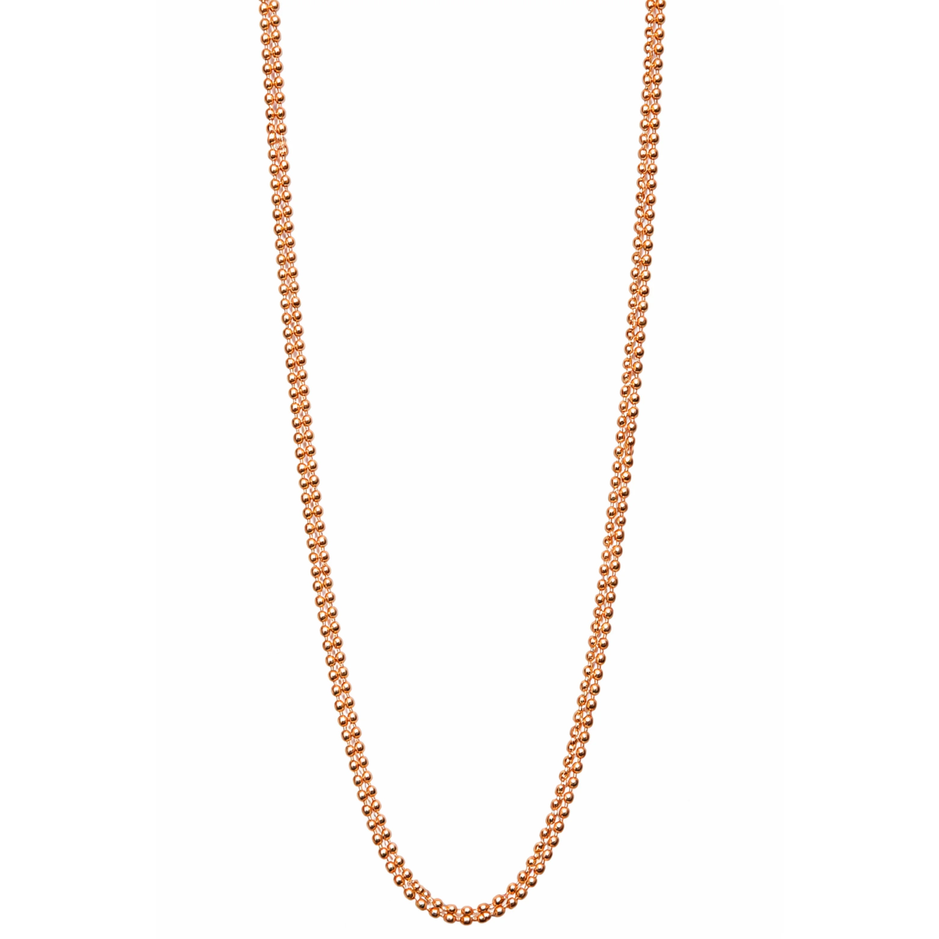 18ct Rose Gold Ball Chain Necklace with Bezel Setting Classic Minimalist Women's Daily Jewelry