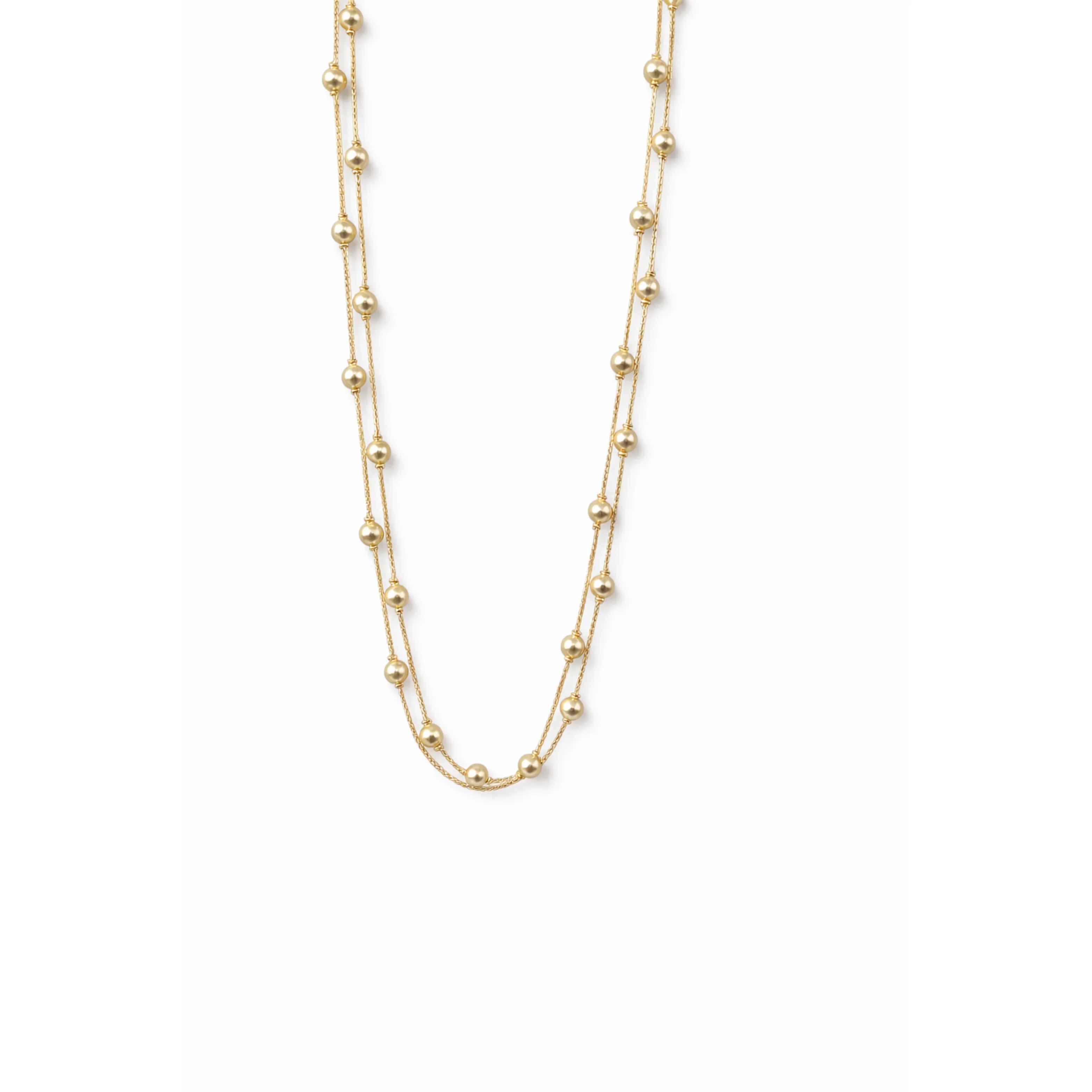 Fashion 18K Rose Gold Dewdrop Double Strand White Pearl Statement Necklace Women Minimalist Link Chain Jewelry
