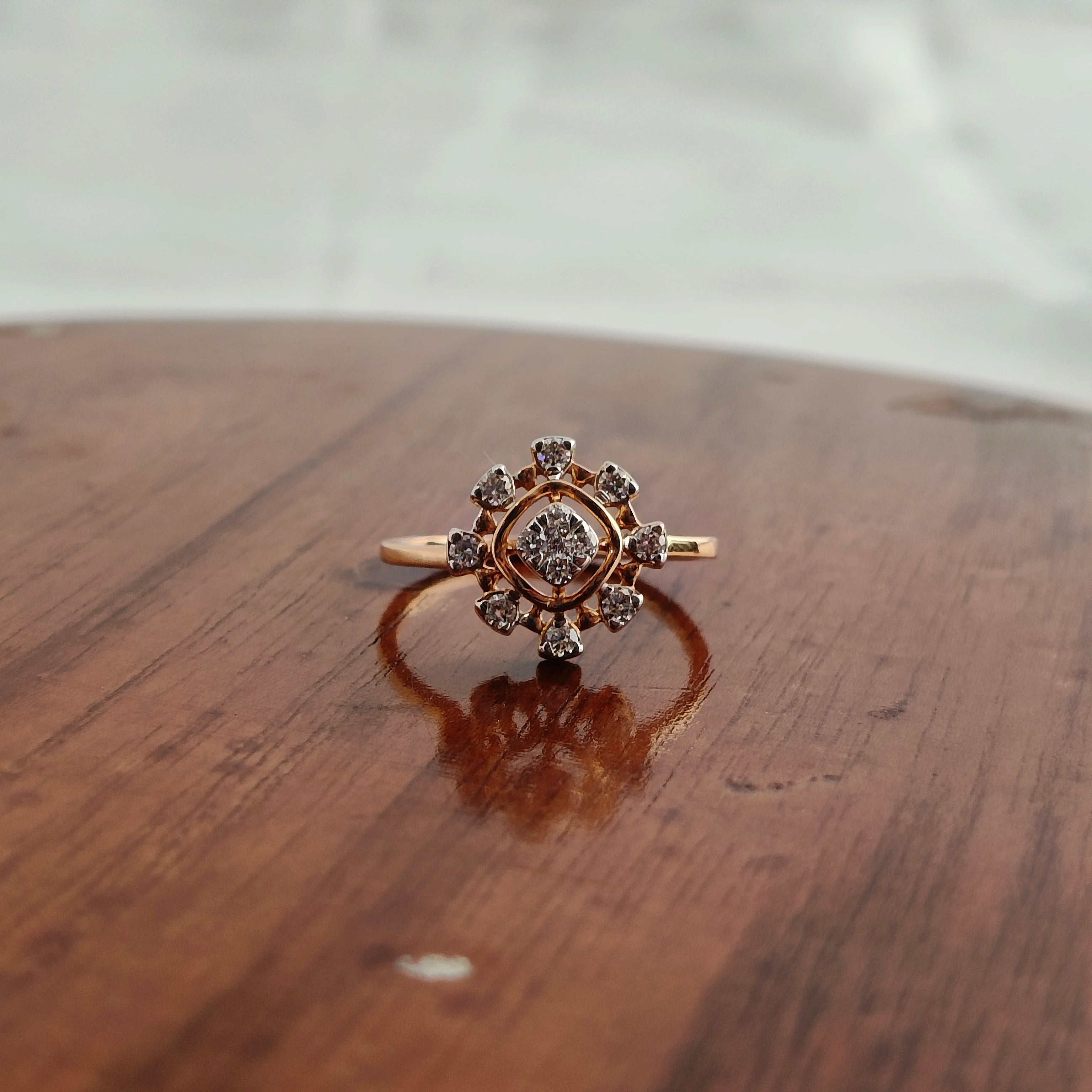 Namivaa Floral Halo Engagement Ring Women Vintage Cluster Bridal Wedding Promise Ring Fine Jewelry High Polish