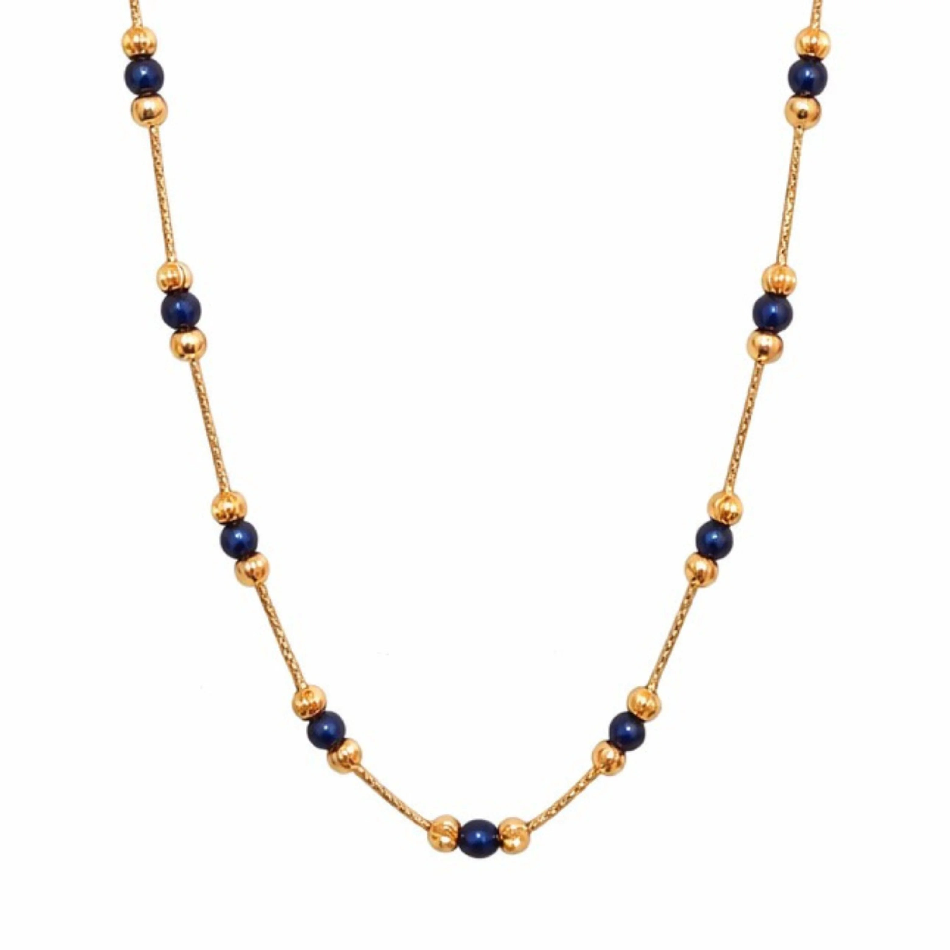 Namivaa Beaded Chain Necklace with Blue Crystal Beads Elegant Women's Gift Jewelry Trendy Daily Wear