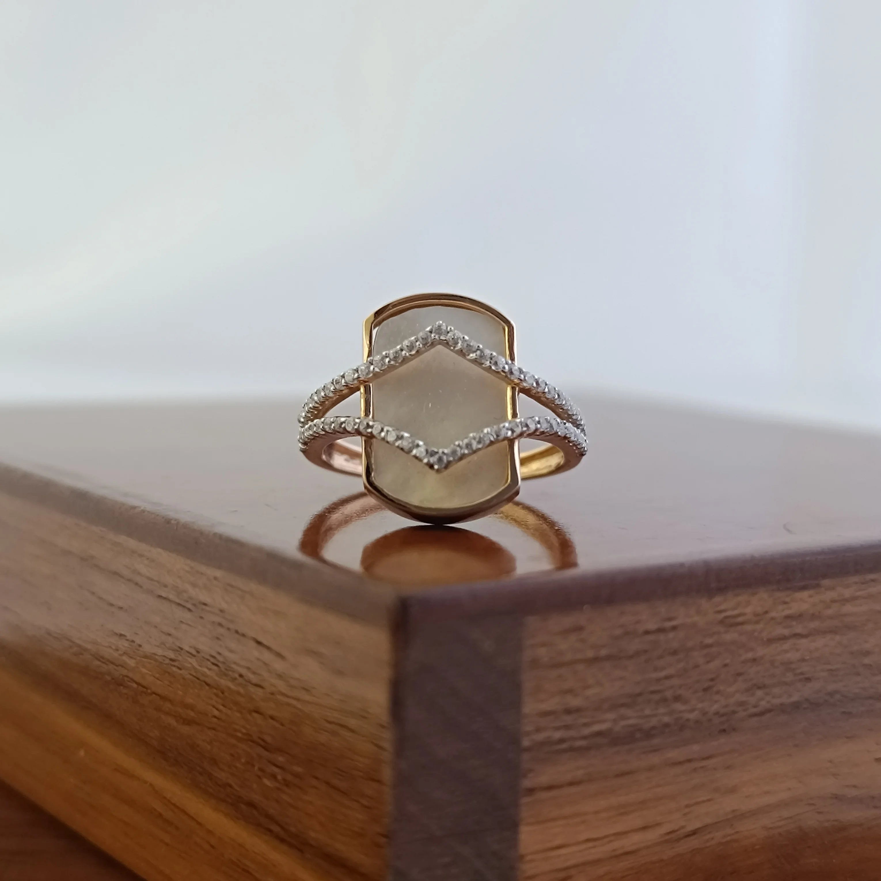 Namivaa Geometric Hexagon Design Elegant Statement Party Halo Ring for Women