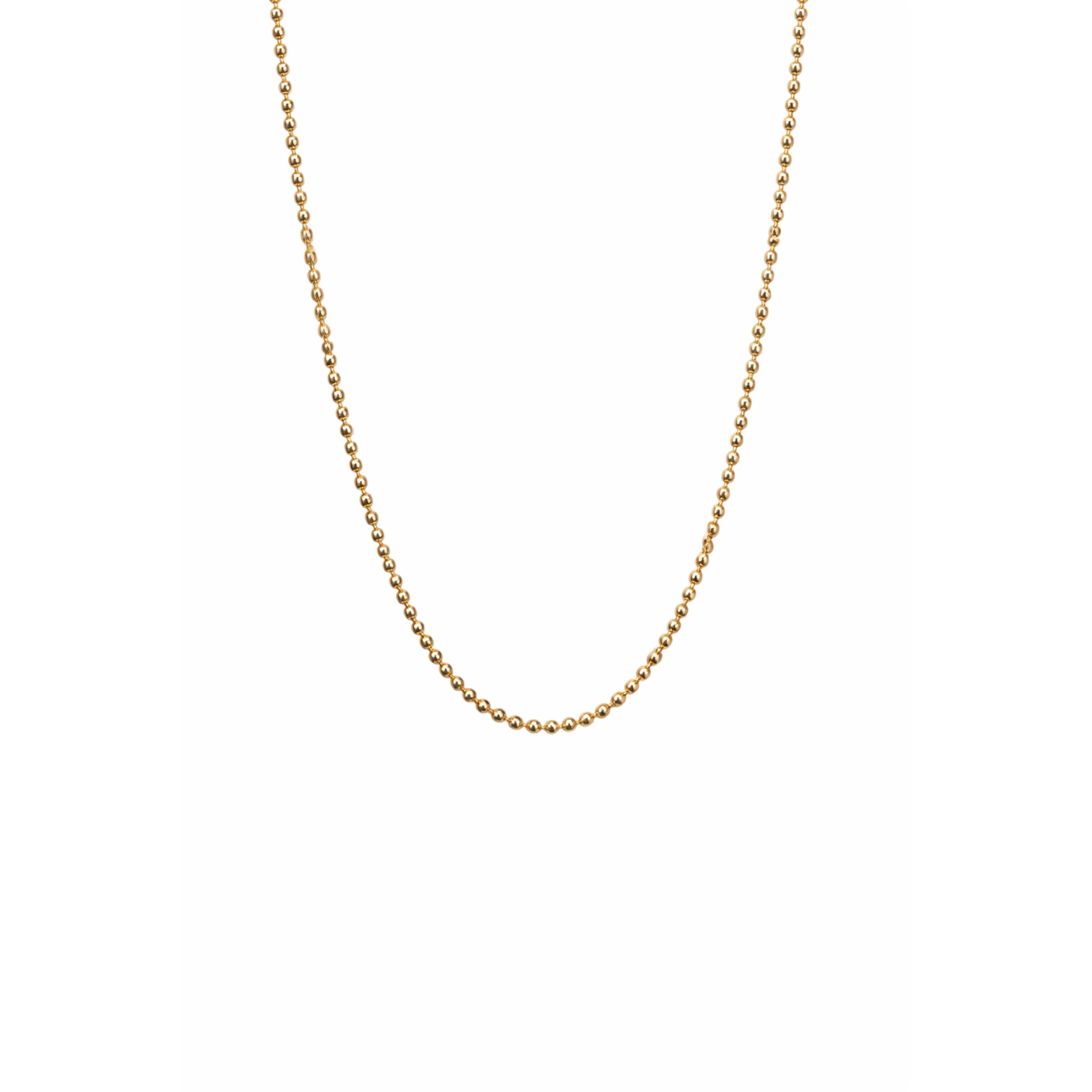 Solid 18K Gold Round Beads Snake Chain Necklace Minimalist Classic Daily Women's Jewelry for Party