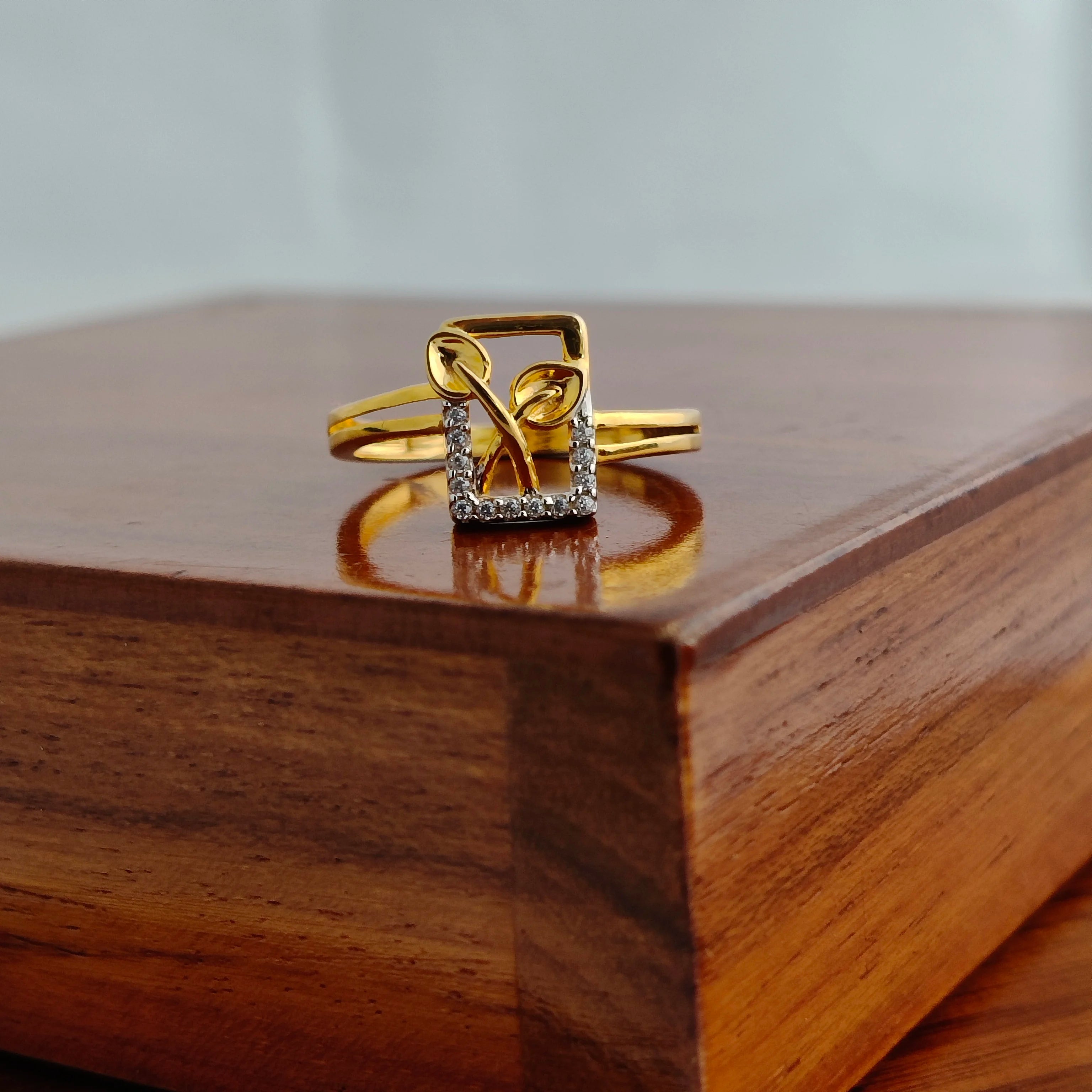Namivaa Geometric Floral Square Gemstone Ring Women Modern Minimalist Wedding Anniversary Party Fine Jewelry Gift