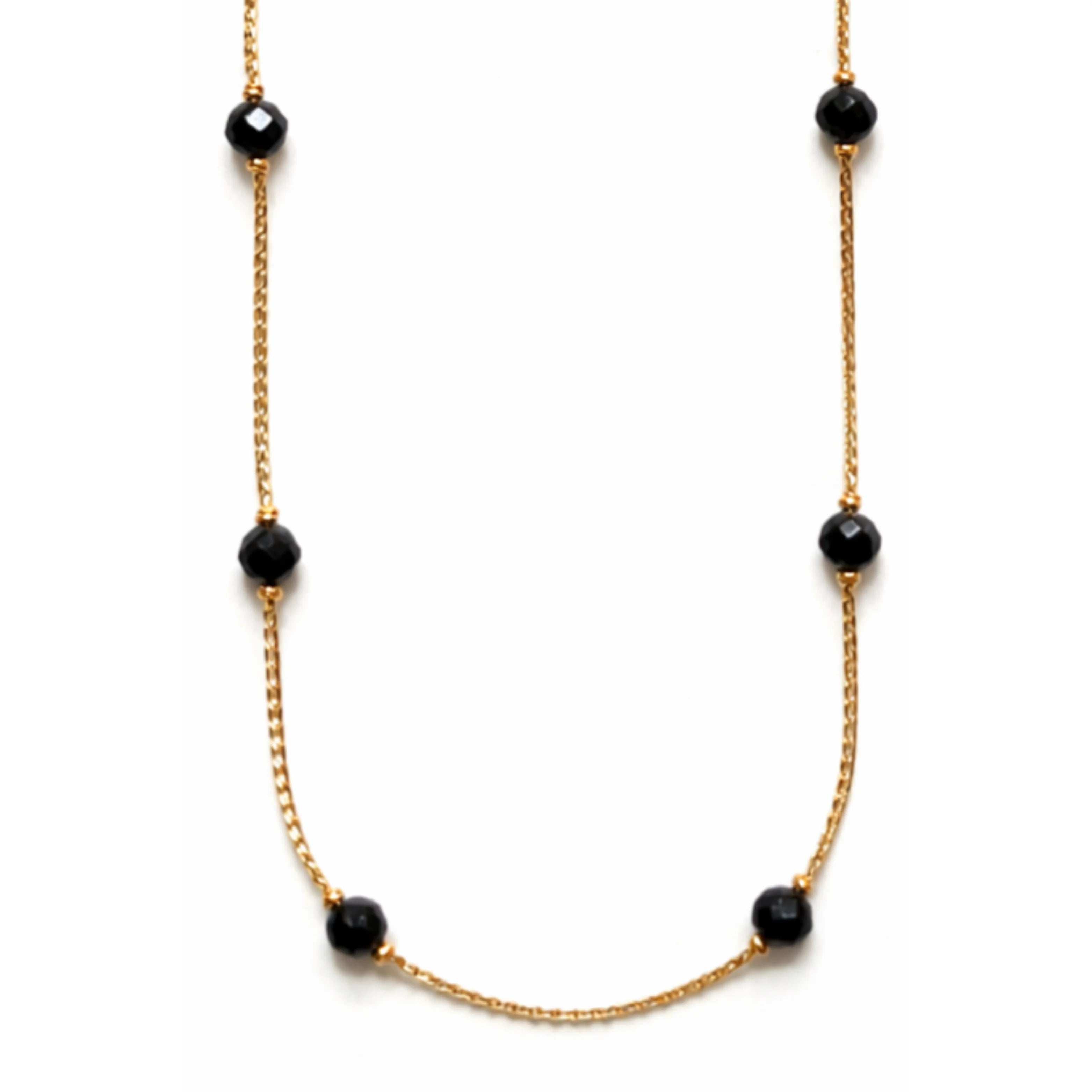 Fashion 18K Rose Gold Black Bead Link Chain Statement Necklace Women Minimalist Elegant Jewelry Gift