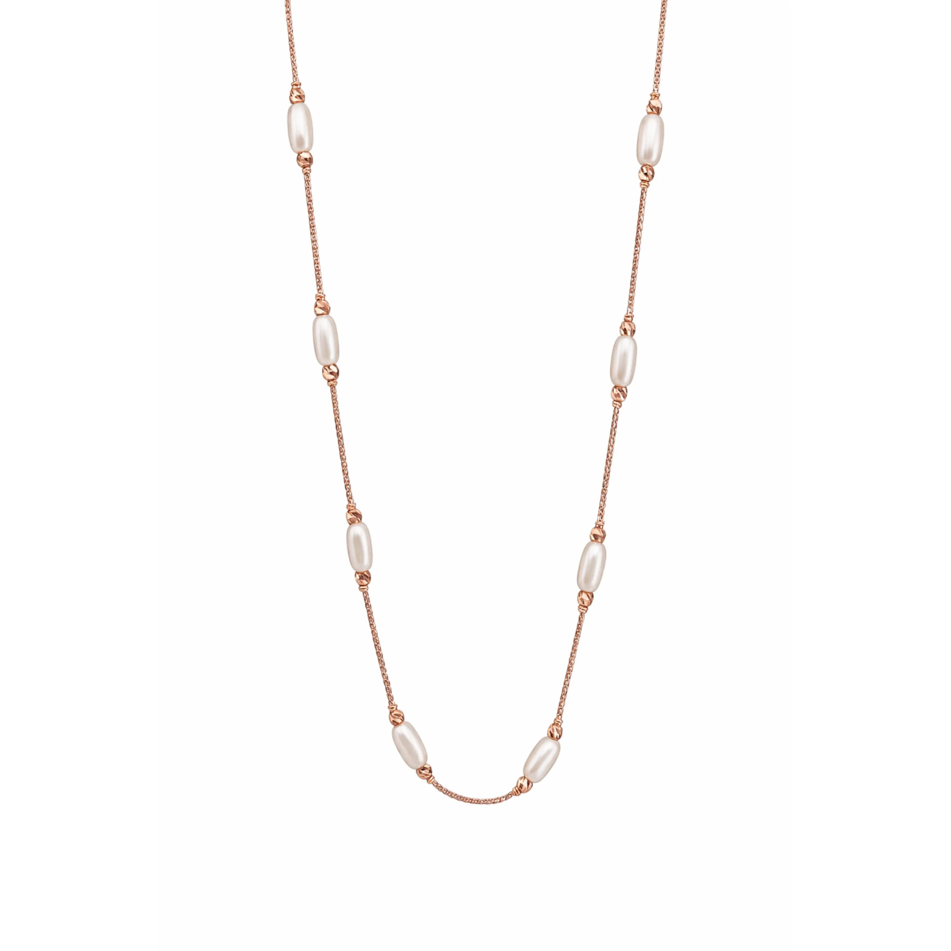 Fashion 18K Rose Gold Oval Pearl White Diamond Statement Necklace for Women Minimalist Link Chain Elegant Jewelry