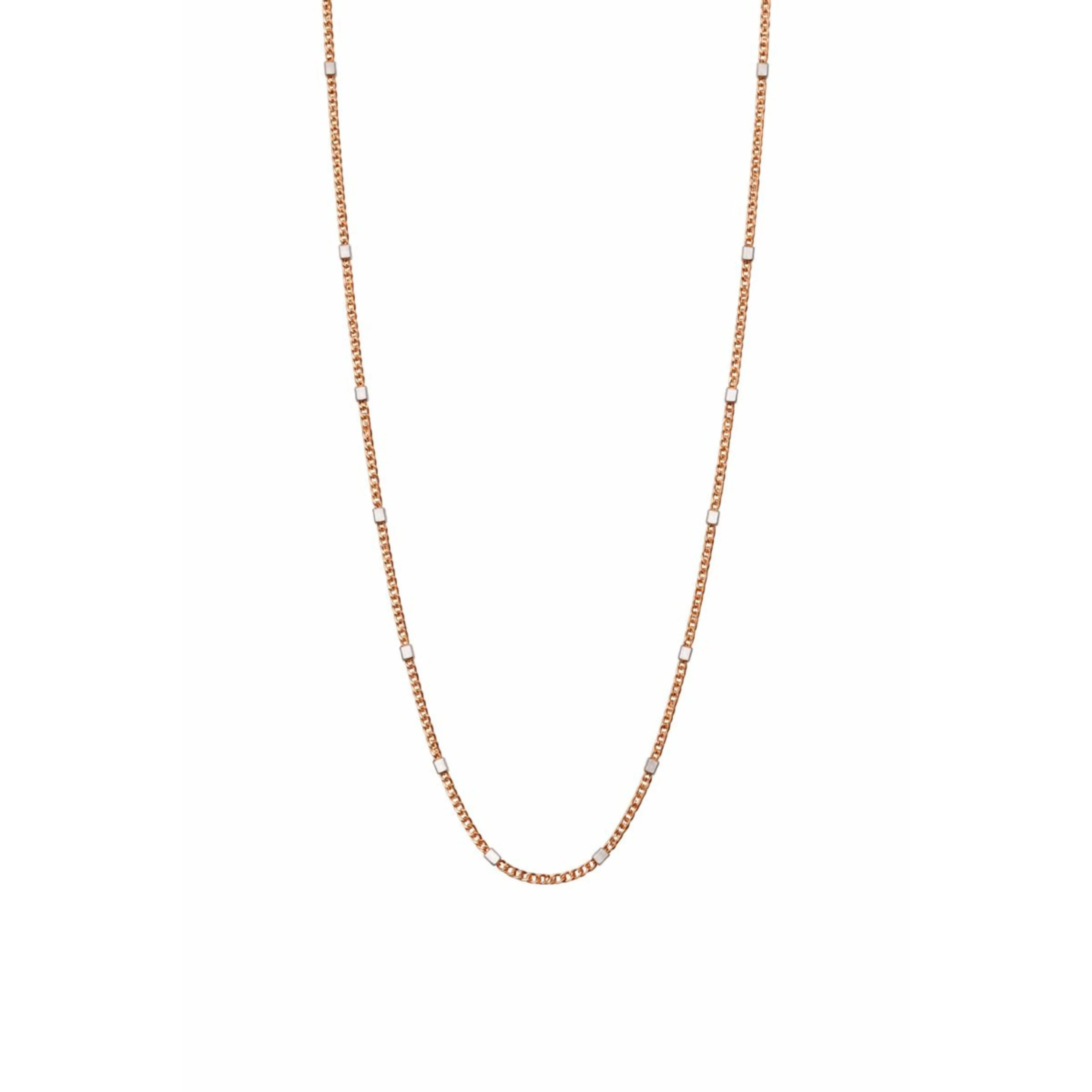 Solid 18K Rose Gold Snake Chain Necklace with Bar Accents Minimalist Elegant Women's Party Jewelry