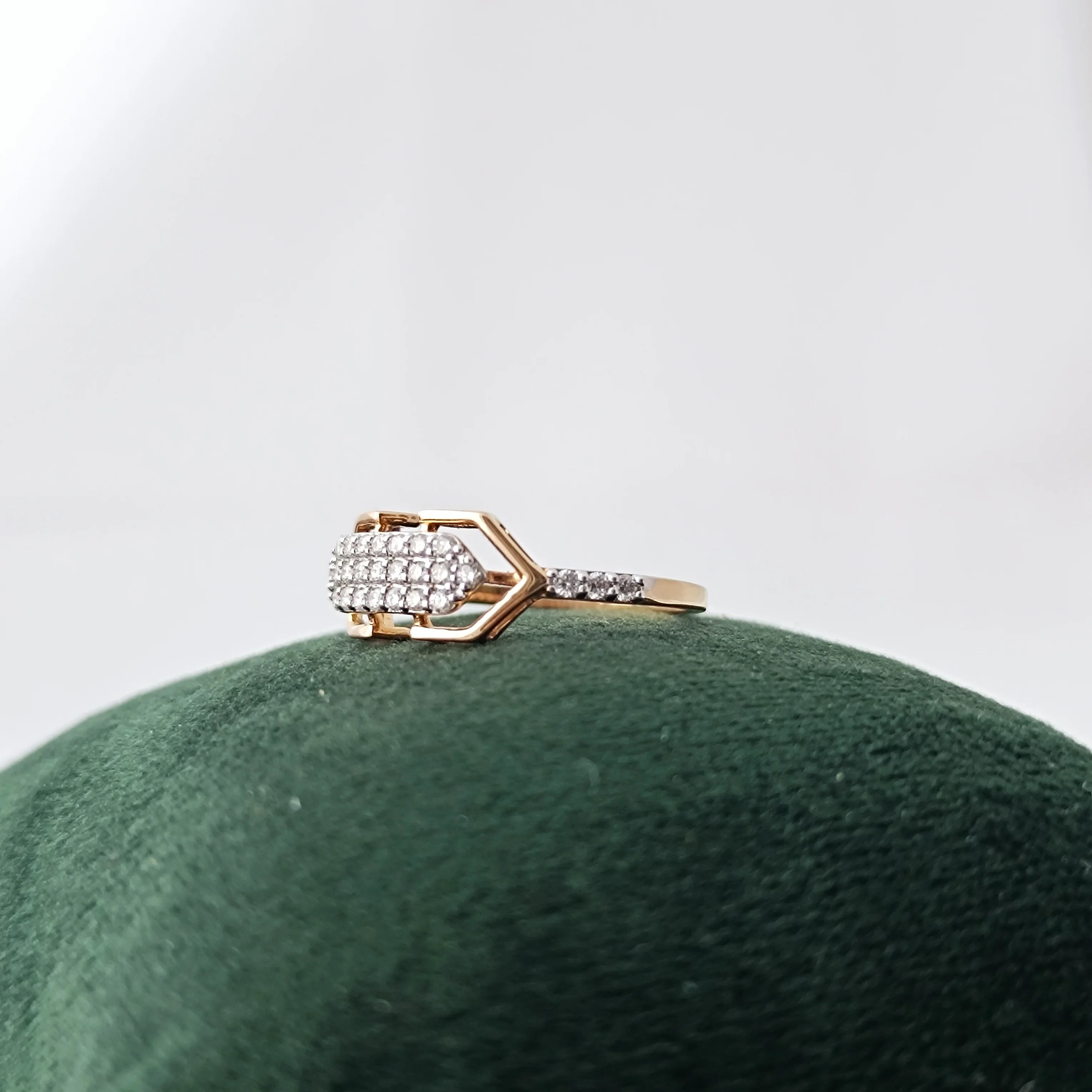 Namivaa 18ct Gold Cubic Zirconia Geometric Hexagon Link Ring Women Modern Minimalist Statement Design Wedding Party Daily Wear
