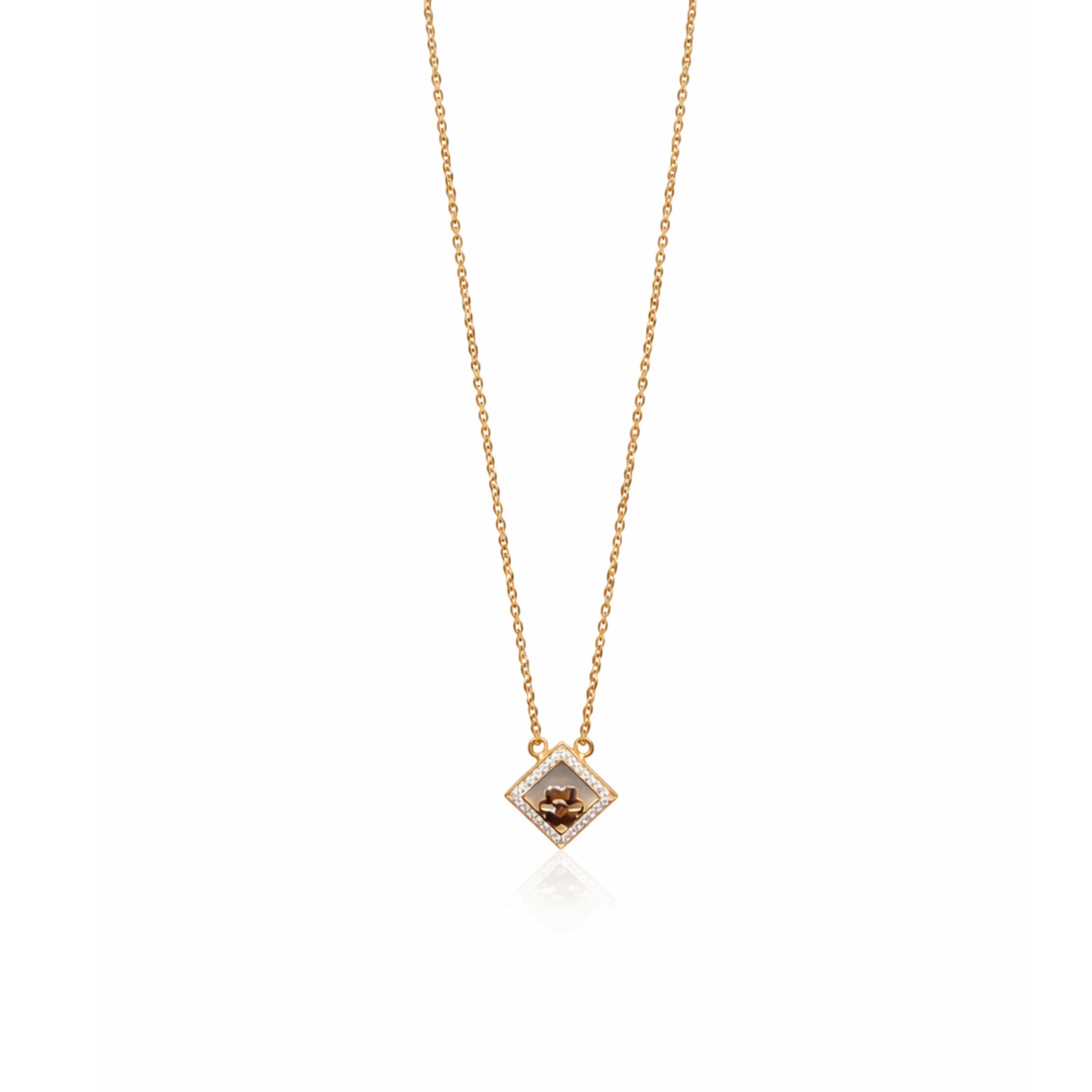 Namivaa Fashion 18K Rose Gold Flora Diamond Frame Pendant Necklace Women Elegant White MOP Link Chain Jewelry Gift