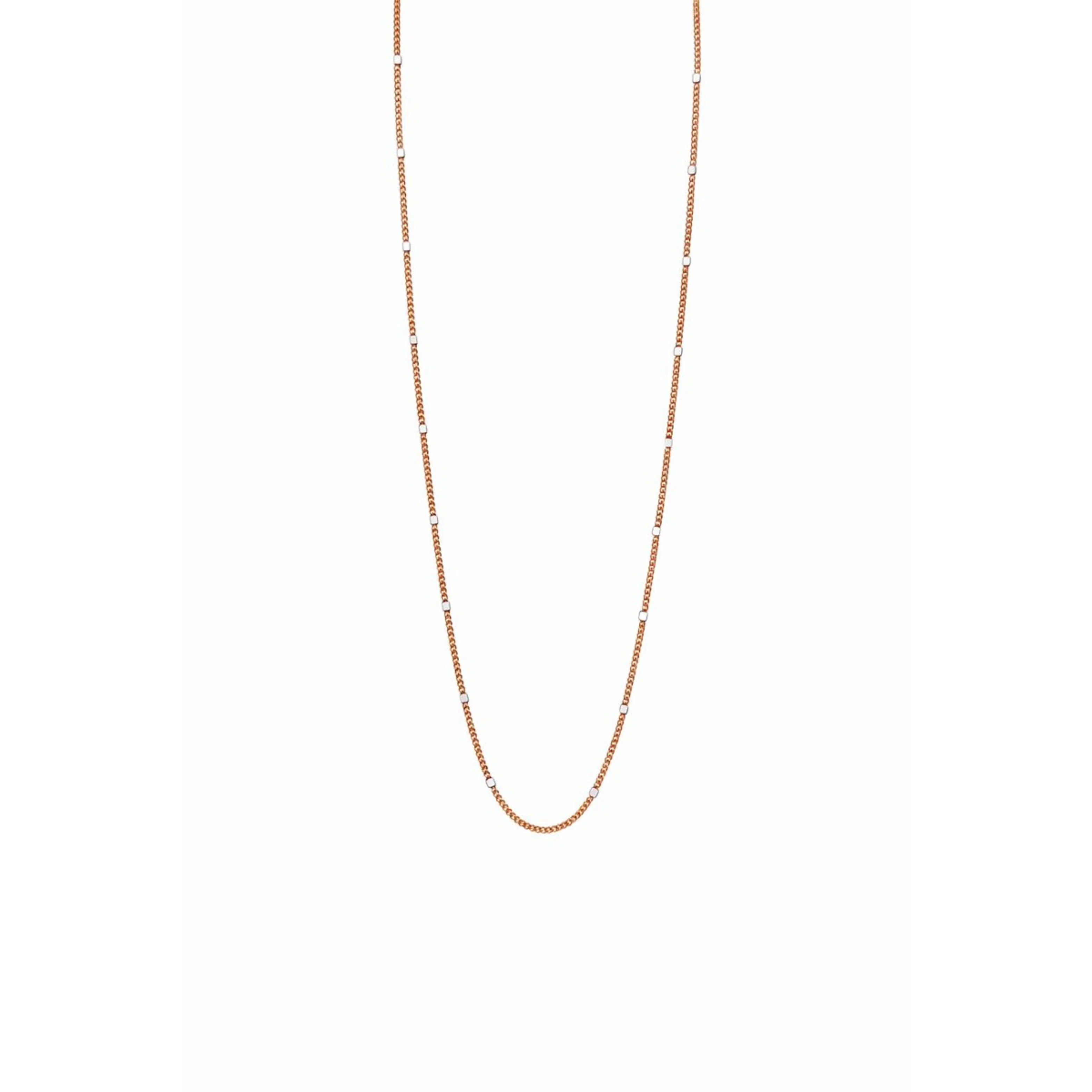 Solid 18K Rose Gold Snake Chain Necklace with Bar Accents Minimalist Elegant Women's Party Jewelry