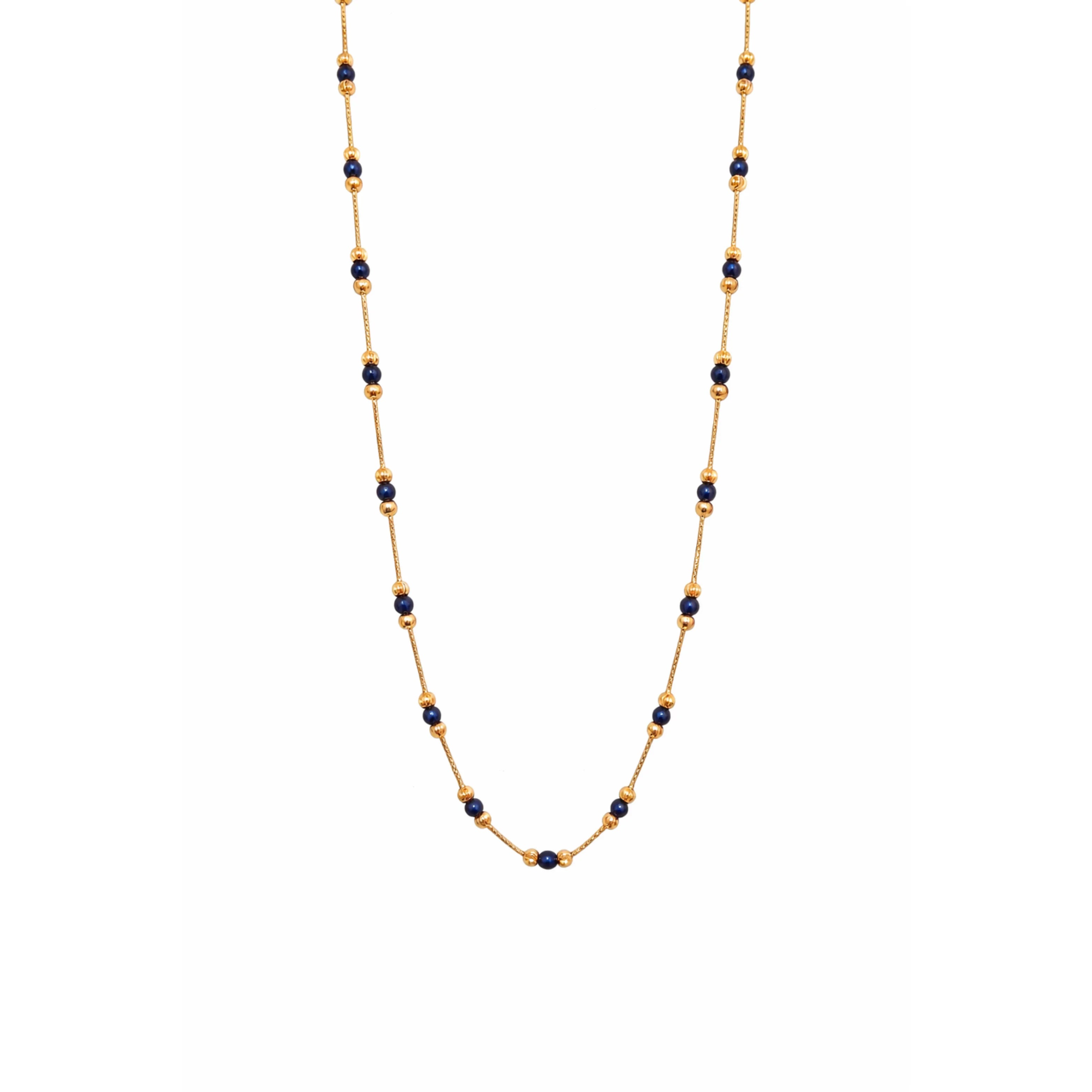 Namivaa Beaded Chain Necklace with Blue Crystal Beads Elegant Women's Gift Jewelry Trendy Daily Wear