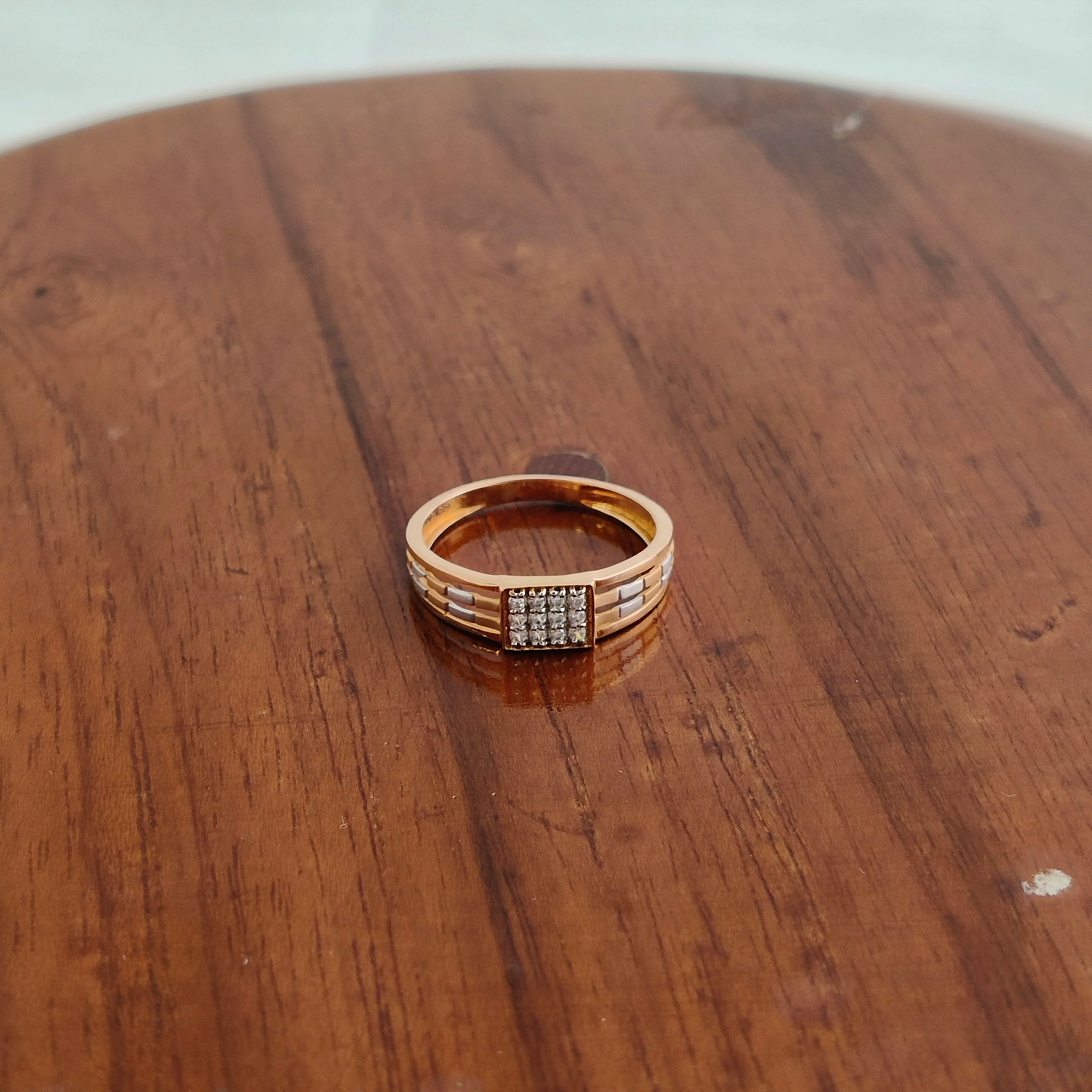 Namivaa 18K Rose Gold Square Cluster Ring Women Geometric Band Fine Jewelry Daily Wear Gift High Polish Finish