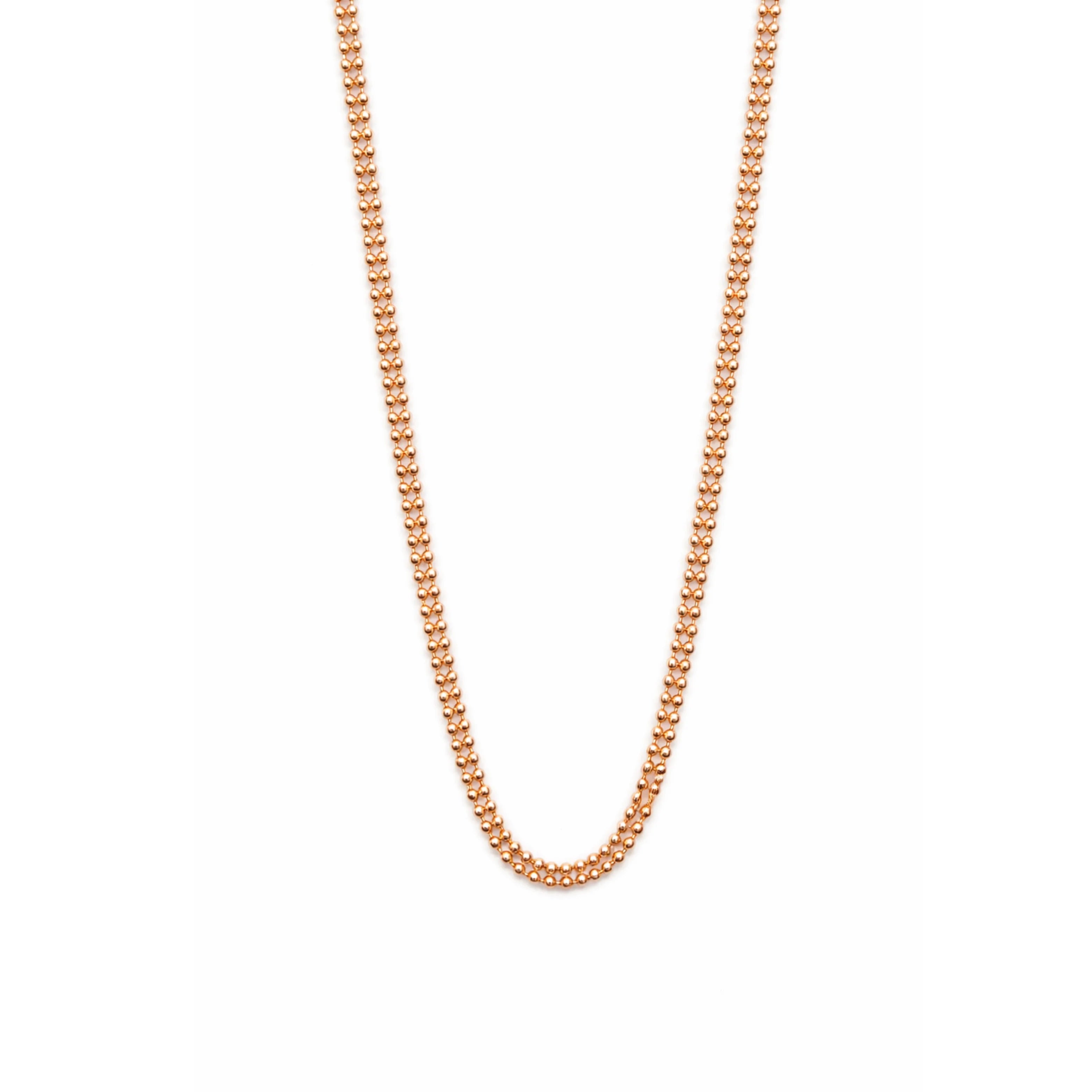 18ct Rose Gold Ball Chain Necklace with Bezel Setting Classic Minimalist Women's Daily Jewelry