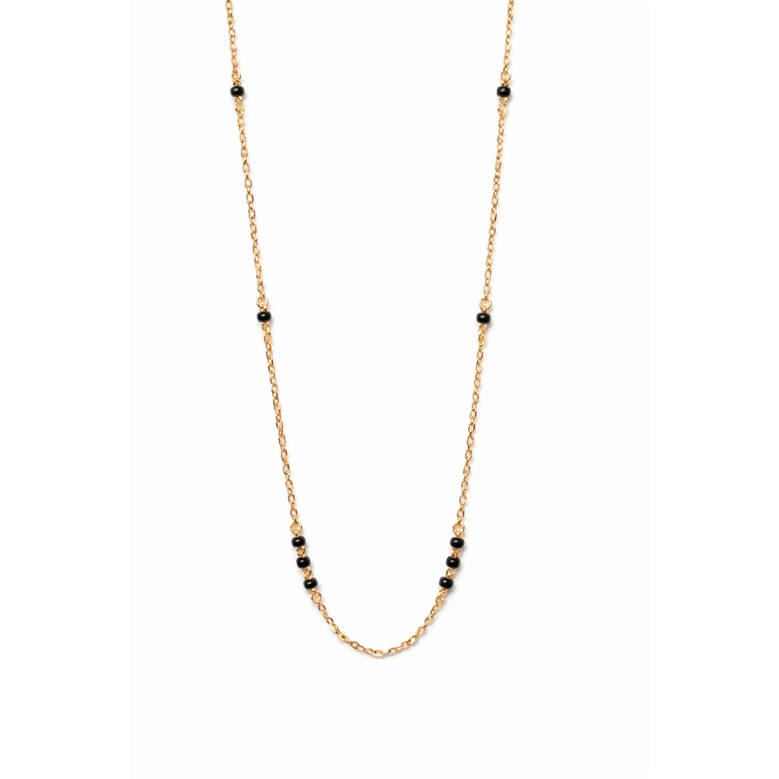 Fashion 18CT Rose Gold Midnight Bead Statement Necklace Women Minimalist Black Moti Link Chain Certified Jewelry
