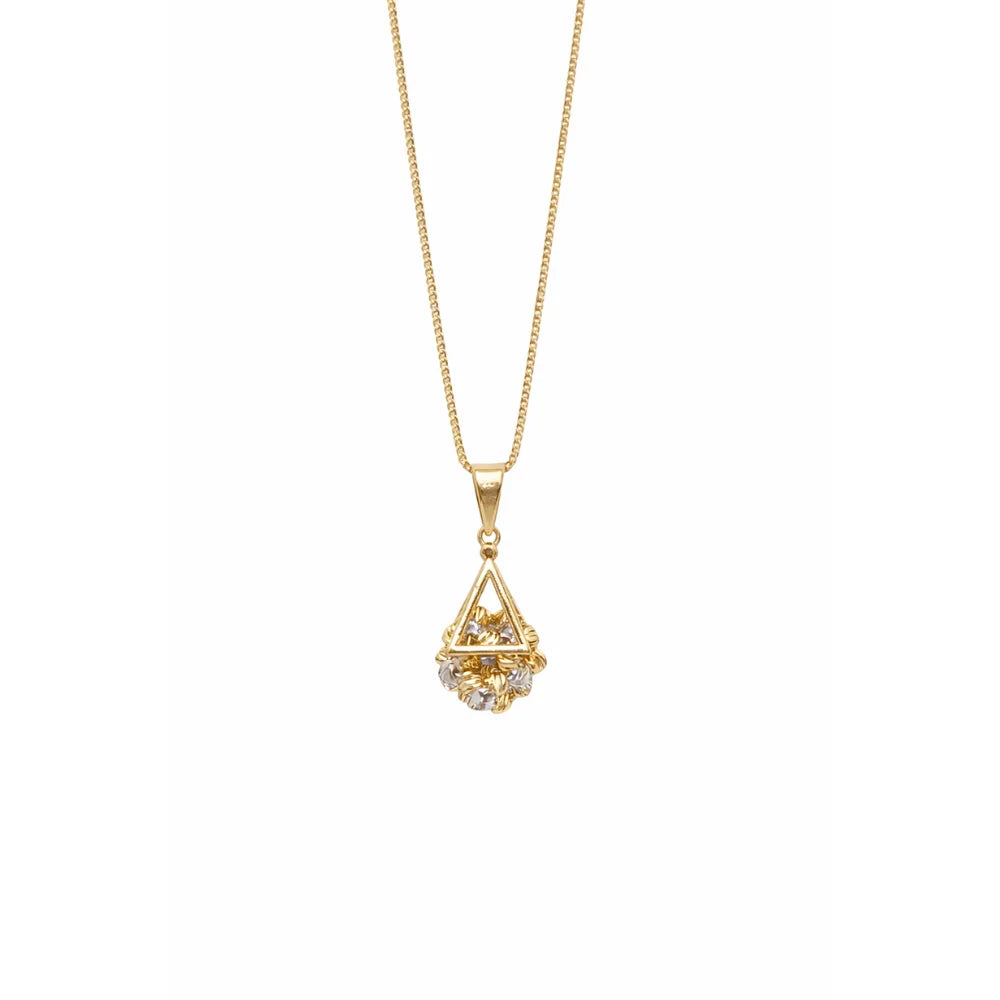 Solid 18K Gold Classic Geometric Box Chain Pendant Necklace for Women's Anniversary Gift & Party Occasions